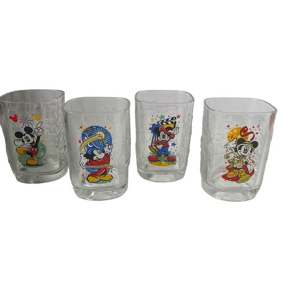 McDonald Disney Mickey Mouse Millennium 2000 Happy Meal Glasses Complete Set 4 - Picture 1 of 16